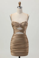 AABEI DRESS For Women Short Prom Dress Sheath Spaghetti Strap Sweetheart Neckline Keyhole Backless With Rhinestone Pleated Dress Affordable Hot Sale Homecoming Dress