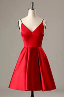 AABEI DRESS For Women Short Prom Dress Simple Burgundy A Line V Neck Spaghetti Strap Elegant Dress Affordable Hot Sale Homecoming Dress