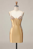AABEI DRESS For Women Short Prom Dress Sparkly Sheath Spaghetti Strap Corset With Beading Backless Chic Dress Affordable Hot Sale Homecoming Dress