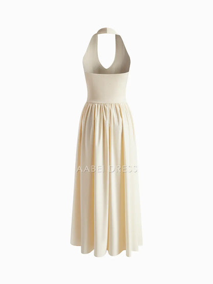 AABEI DRESS Formal Wear Dresses A Line Halter Backless Pleated Elegant Dress Hot Sale Prom Dress