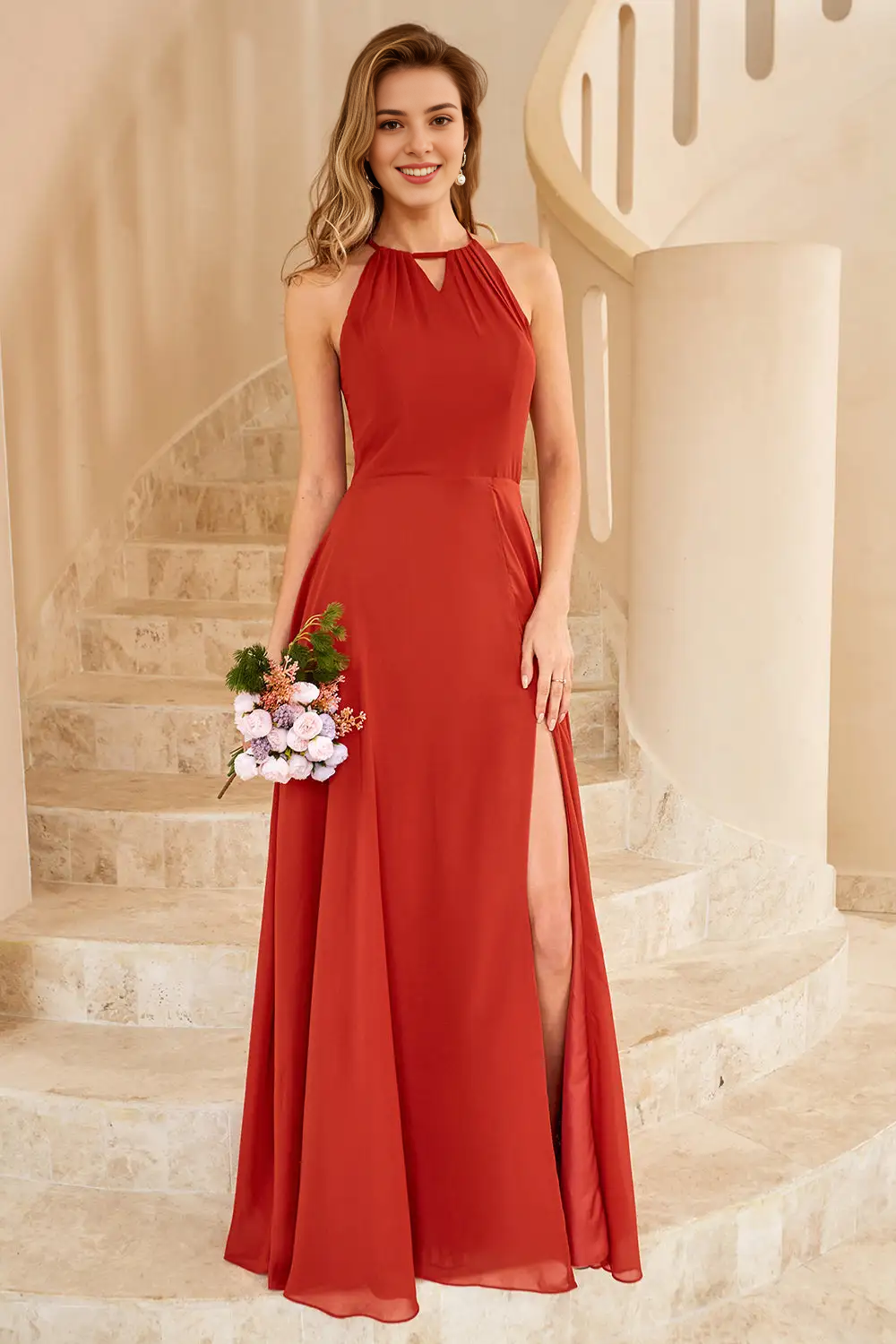 AABEI DRESS Formal Wear Dresses A Line Halter Backless Side Fork Elegant Simple Hot Sale Prom Dress
