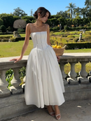 AABEI DRESS Formal Wear Dresses A Line Spaghetti Strap Low-Cut Elegant Simple Hot Sale Prom Dress