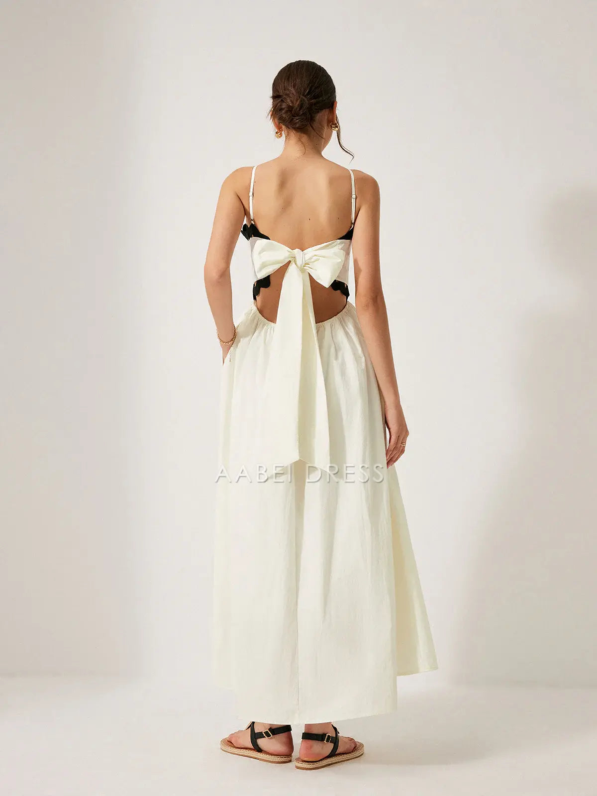 AABEI DRESS Formal Wear Dresses A Line Spaghetti Strap Scalloped Trim Back Tie Backless Elegant Dress Hot Sale Prom Dress