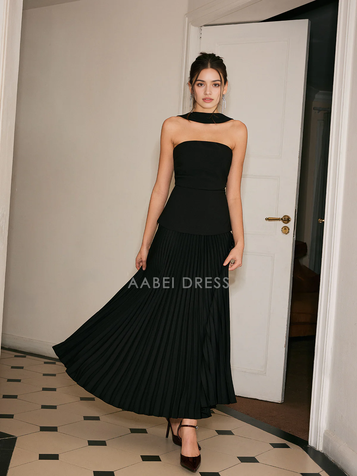 AABEI DRESS Formal Wear Dresses A Line Strapless Pleated Panel Exquisite Dress Hot Sale Prom Dress