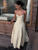 AABEI DRESS Formal Wear Dresses Elegant A Line Low-Cut Spaghetti Strap Pleated Charming Long Dress Hot Sale Prom Dress