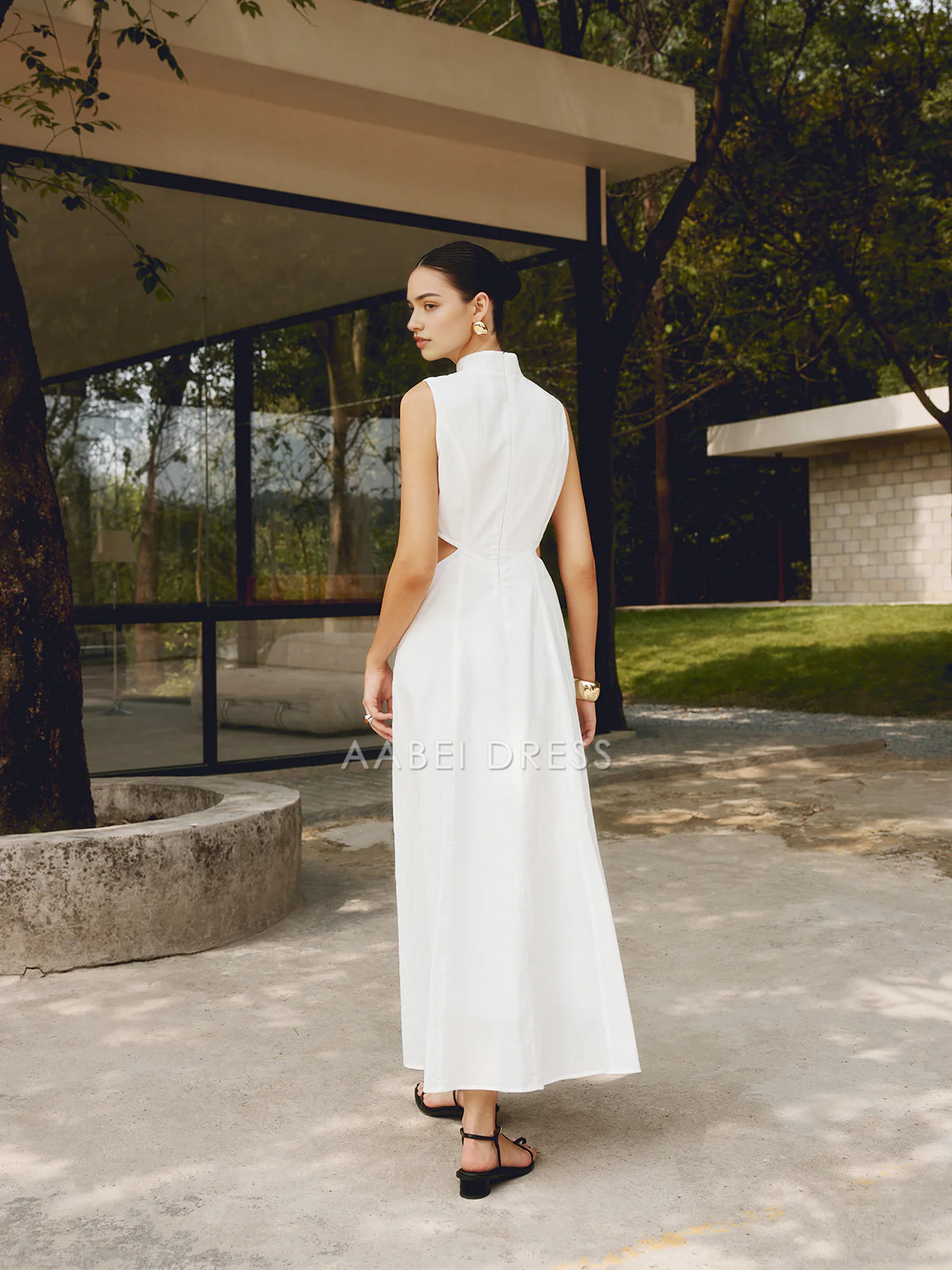 AABEI DRESS Formal Wear Dresses Elegant A Line Stand Collar Sleeveless Cutout Fashion Long Dress Hot Sale Prom Dress