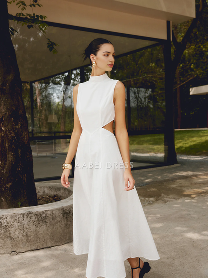 AABEI DRESS Formal Wear Dresses Elegant A Line Stand Collar Sleeveless Cutout Fashion Long Dress Hot Sale Prom Dress