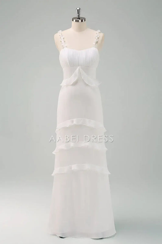 AABEI DRESS Formal Wear Dresses Fashion Sheath Sweetheart Ruffled Shoulder Strap Tiers Unique Wedding Dress