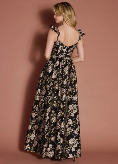 AABEI DRESS Formal Wear Dresses Jacquard A Line Sweetheart Neckline Ruched Shoulder Strap Leg Slit Exquisite Retro Party Dress Hot Sale Prom Dress