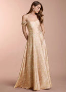 AABEI DRESS Formal Wear Dresses Retro Printing A Line Off Shoulder Sweetheart Neckline Ruched Elegant Party Dress Hot Sale Prom Dress