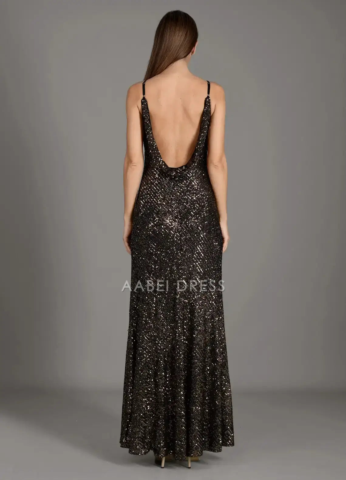 AABEI DRESS Formal Wear Dresses Sequin Sheath/Column V Neck Spaghetti Strap Backless Sparkle Party Dress Hot Sale Prom Dress