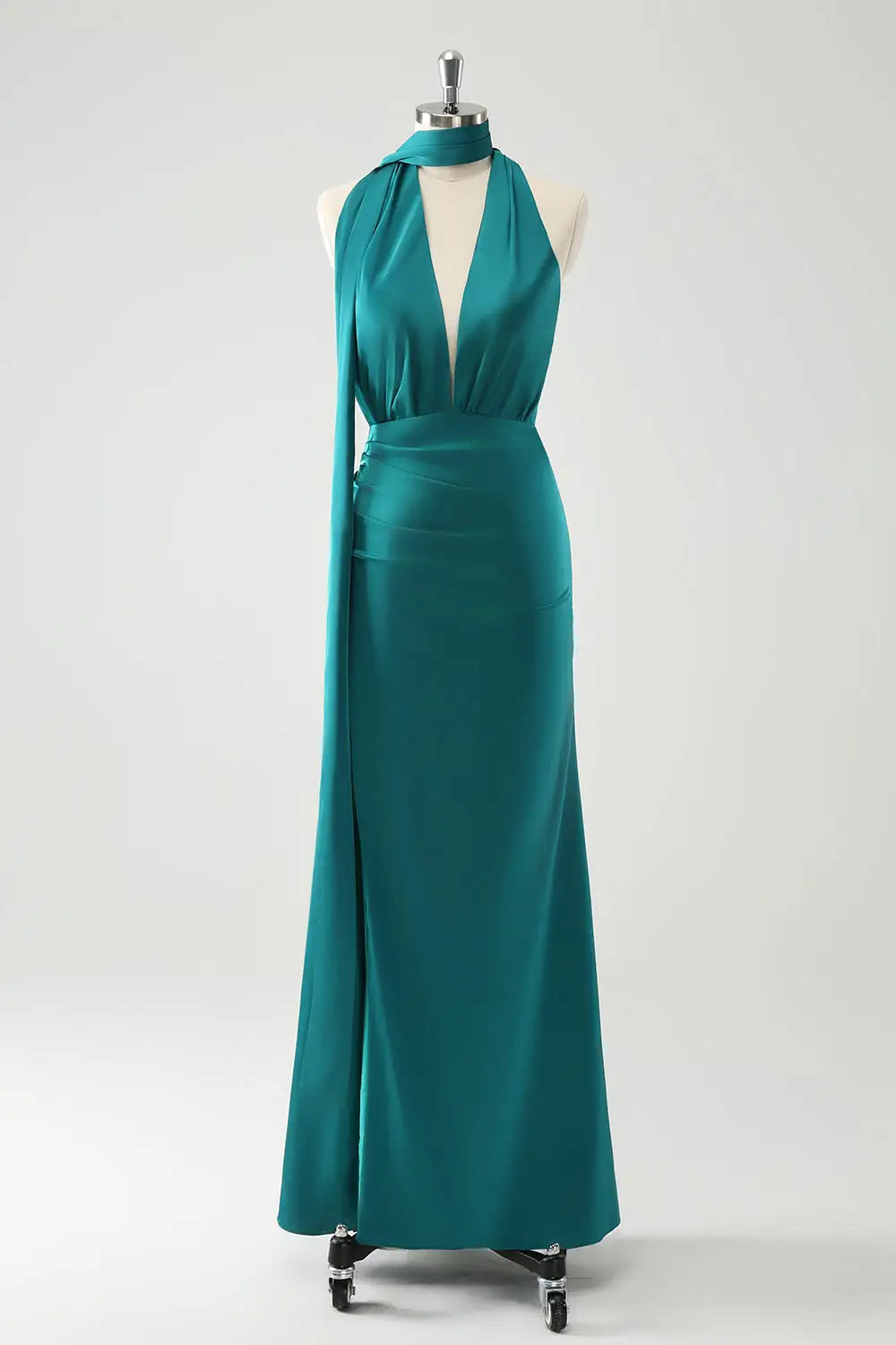 AABEI DRESS Formal Wear Dresses Sheath Halter Deep V-Neck Backless With Slit Backless Fashion Long Dress Hot Sale Prom Dress