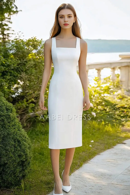 AABEI DRESS Formal Wear Dresses Sheath Square Neck Sleeveless Elegant Simple Wedding Dress