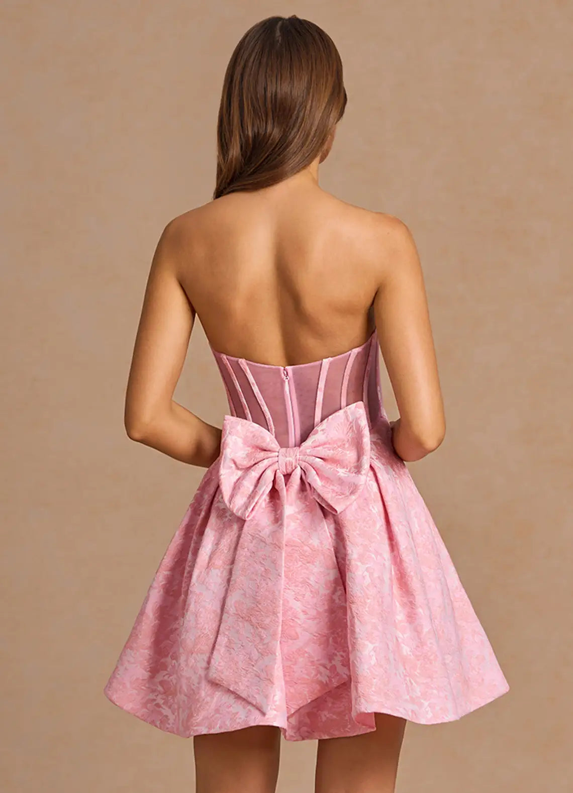 AABEI DRESS Formal Wear Dresses Short Prom Dress A Line Strapless Backless Jacquard Ruched Fashion Hot Sale Homecoming Dress