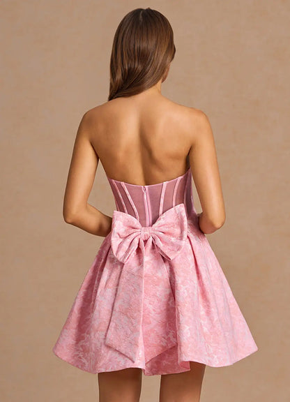 AABEI DRESS Formal Wear Dresses Short Prom Dress A Line Strapless Backless Jacquard Ruched Fashion Hot Sale Homecoming Dress