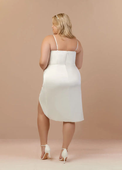 AABEI DRESS Formal Wear Dresses Short Prom Dress Elegant Sheath Cowl Neckline Spaghetti Strap Pleated Knee Length Midi Skirt Leg Slit Simple Plus Size Dress Hot Sale Homecoming Dress