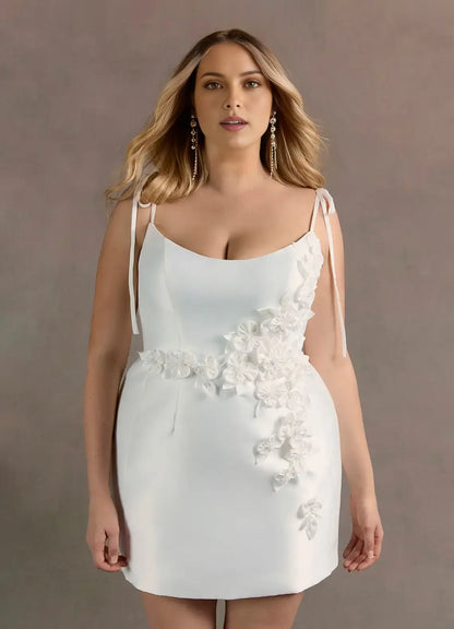 AABEI DRESS Formal Wear Dresses Short Prom Dress Fashion Sheath Scoop Neck Lace up Spaghetti Strap 3D Floral Plus Size Dress Exquisite Hot Sale Homecoming Dress