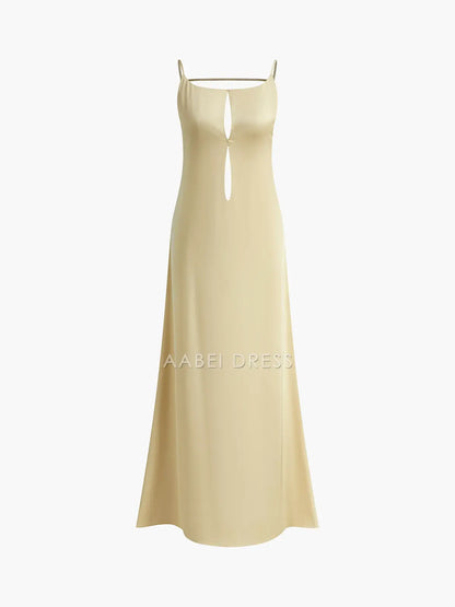 AABEI DRESS Formal Wear Dresses Straight Round Neck Hollow Out Backless Vacation Simple Long Dress Hot Sale Prom Dress