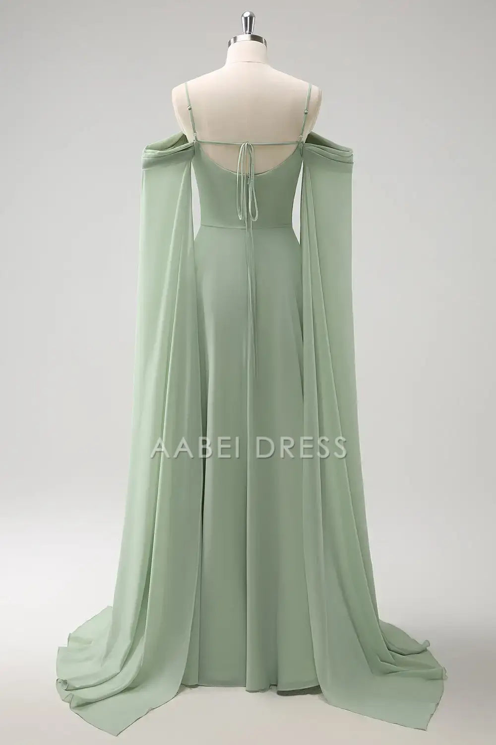 AABEI DRESS Formal Women's Dresses A-Line Spaghetti Strap Cold Shoulder Flutter Sleeves Fantastic Long Prom Dress