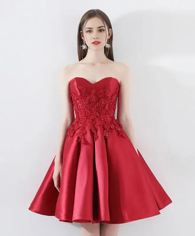 AABEI DRESS Formal Women's Dresses A Line Strapless Sweetheart Lace Applique Elegant Short Prom Dress