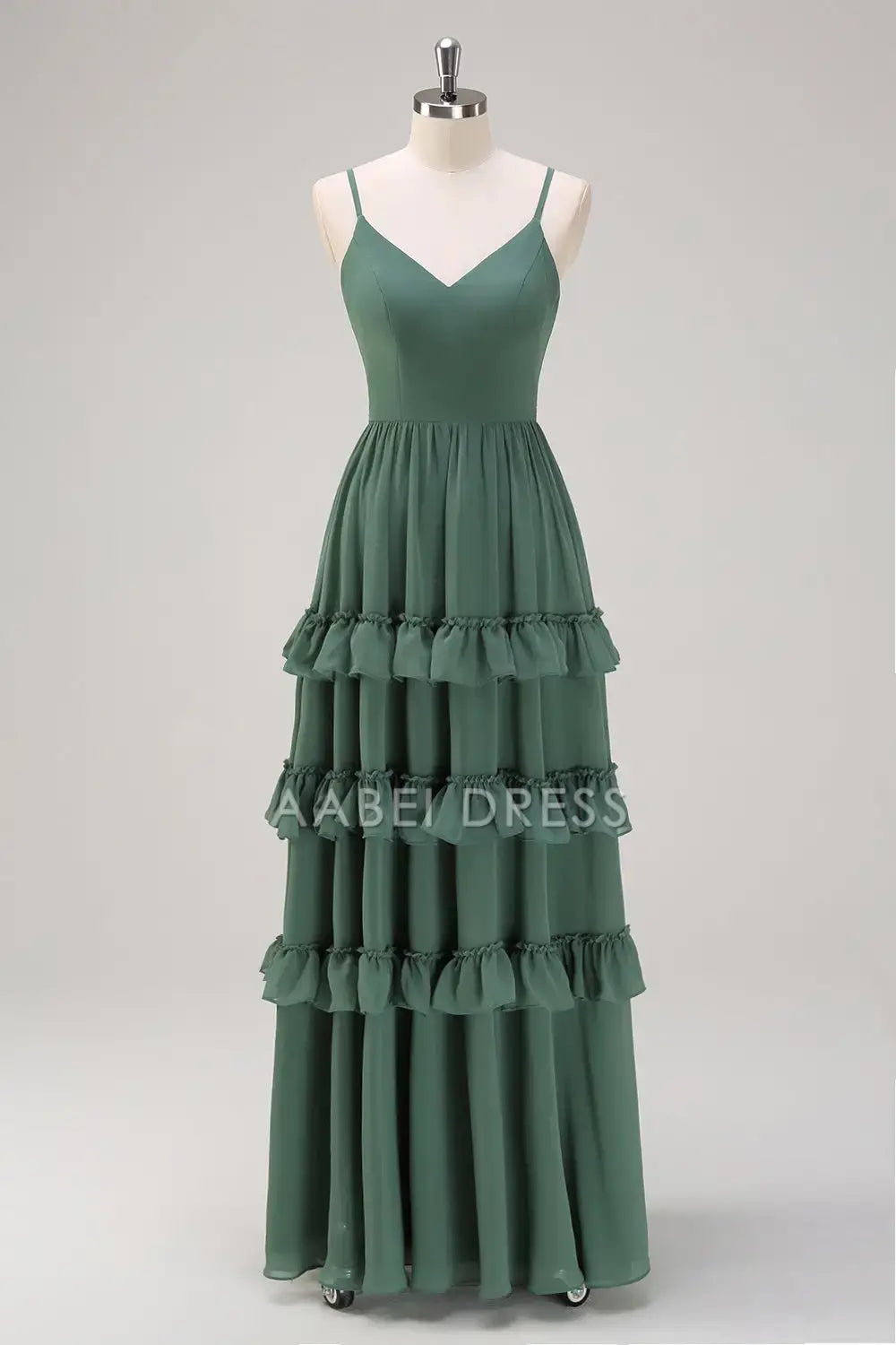 AABEI DRESS Formal Women's Dresses A Line V Neck Spaghetti Straps Backless Layering Ruffles Exquisite Long Prom Dress