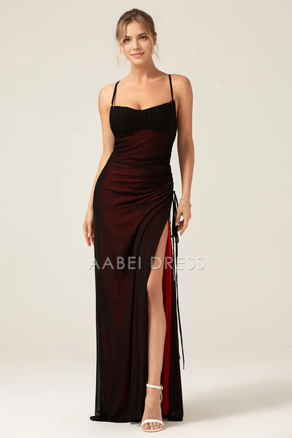AABEI DRESS Formal Women's Dresses Charming Sheath Spaghetti Straps Backless Side Fork Floor Length Sexy Prom Dress