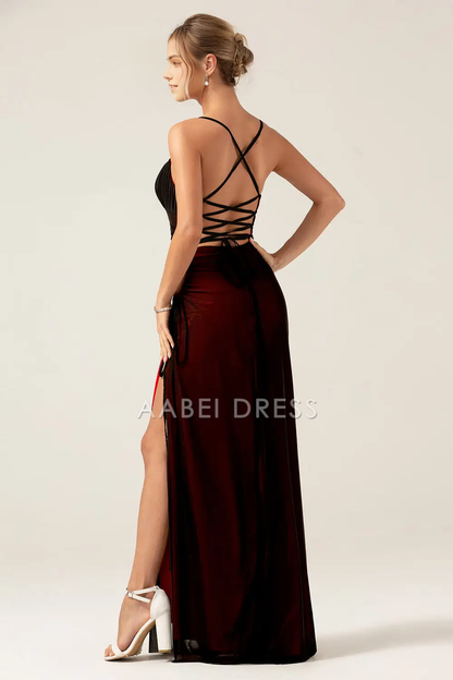 AABEI DRESS Formal Women's Dresses Charming Sheath Spaghetti Straps Backless Side Fork Floor Length Sexy Prom Dress