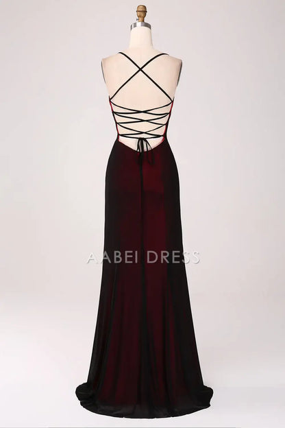 AABEI DRESS Formal Women's Dresses Charming Sheath Spaghetti Straps Backless Side Fork Floor Length Sexy Prom Dress