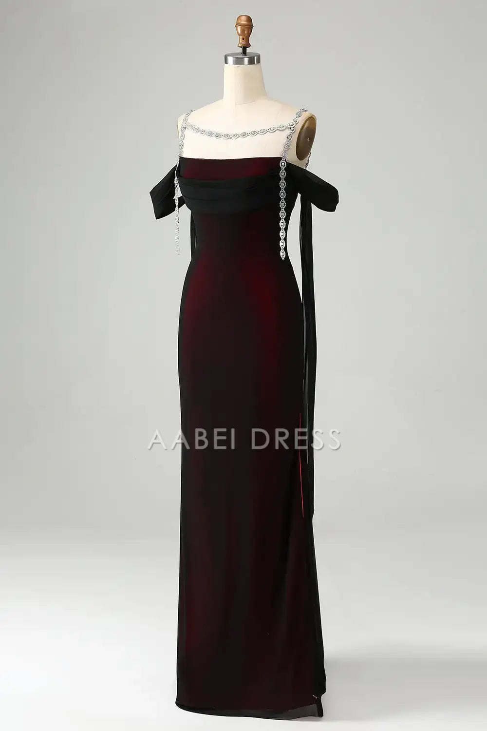 AABEI DRESS Formal Women's Dresses Exquisite Mermaid Cold Shoulder Pleated Beadwork Sparkly Long Prom Dress