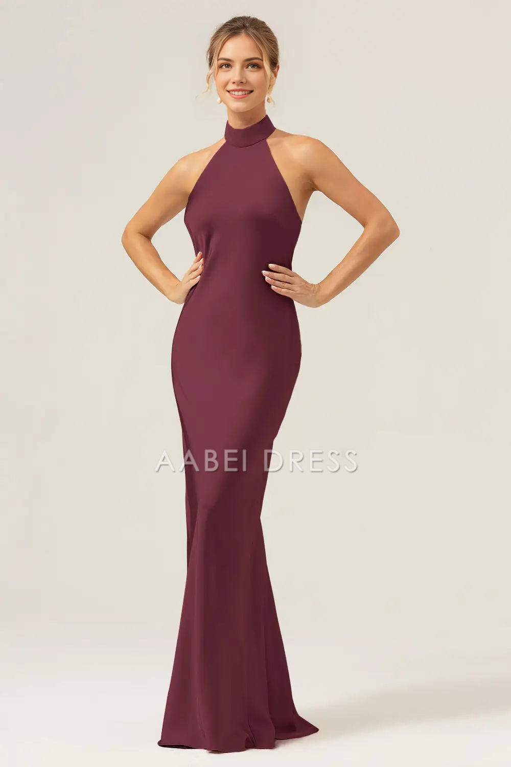 AABEI DRESS Formal Women's Dresses Sheath Halter Sleeveless Backless Back Slit Elegant Simple Long Prom Dress