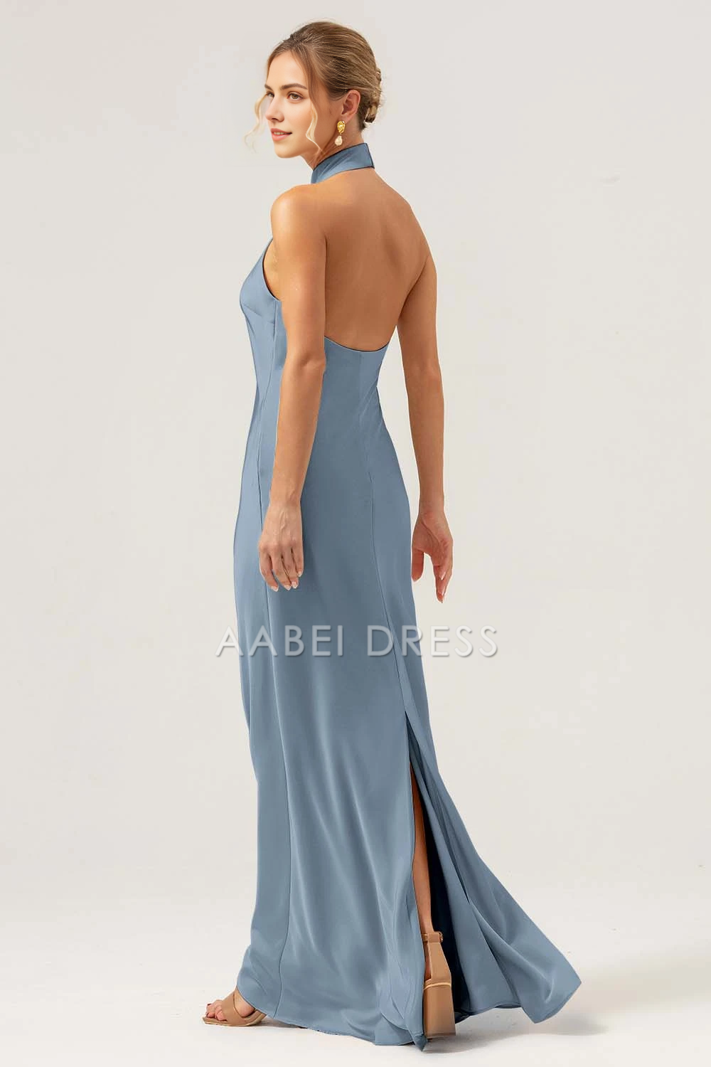 AABEI DRESS Formal Women's Dresses Sheath Halter Sleeveless Backless Back Slit Elegant Simple Long Prom Dress