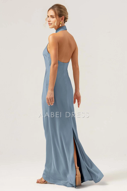 AABEI DRESS Formal Women's Dresses Sheath Halter Sleeveless Backless Back Slit Elegant Simple Long Prom Dress
