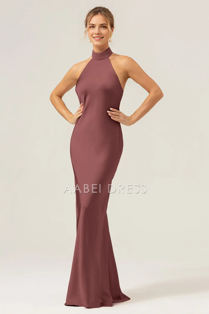 AABEI DRESS Formal Women's Dresses Sheath Halter Sleeveless Backless Back Slit Elegant Simple Long Prom Dress