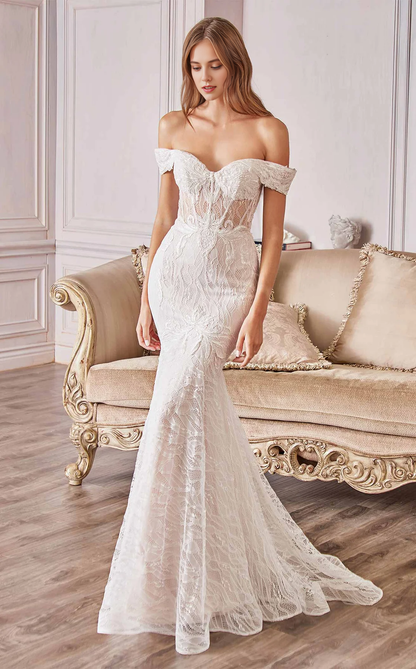 AABEI DRESS Gorgeous Mermaid Strapless Off the shoulder sweetheart Neckline Exquisite Lace Sweep Train Wedding Dress