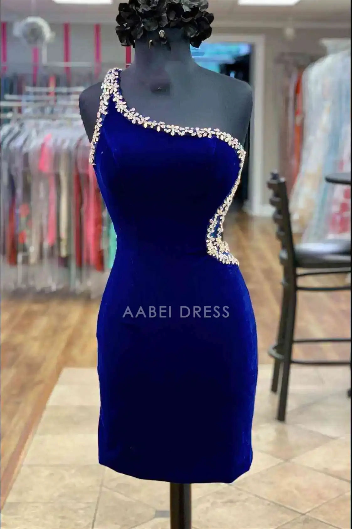 AABEI DRESS Gorgeous Sheath One-Shoulder Backless Beaded Fashion Hot Sale Short Homecoming Dress