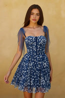 AABEI DRESS Short Prom Dress Exquisite Printing A-Line Sweetheart Neckline Spaghetti Strap Sleeveless Backless Hot Sale Homecoming Dress