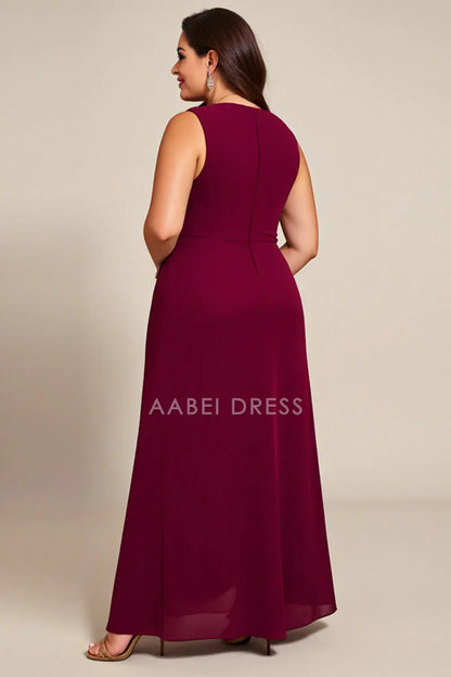 AABEI DRESS Wedding Guests Dresses A Line One Shoulder Beadwork Pleated Plus Size Dress Elegant Mother of the Bride Dress