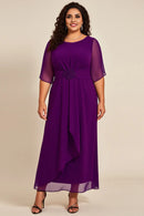 AABEI DRESS Wedding Guests Dresses A Line Round Neck Loose Half Sleeve Pleated Chiffon Dress Plus Size Dress Elegant Mother of the Bride Dress