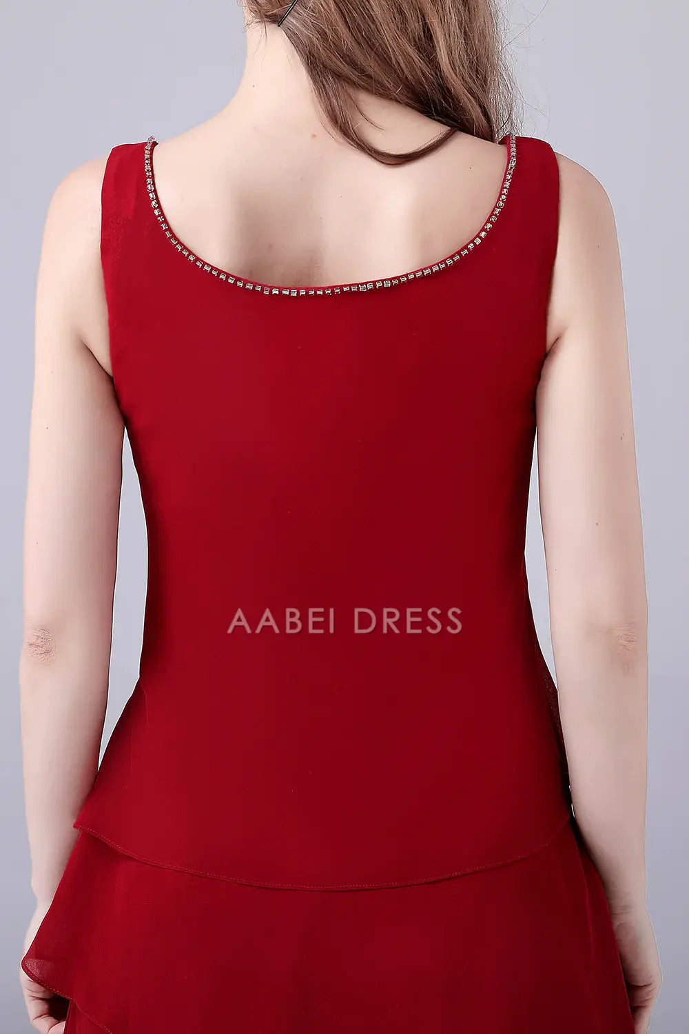 AABEI DRESS Wedding Guests Dresses Mom's Formal Dress A-Line Scoop Neck Chiffon Layering Ruched With Jacket Two-Piece Set Beadwork Elegant Long Mother of the Bride Dress