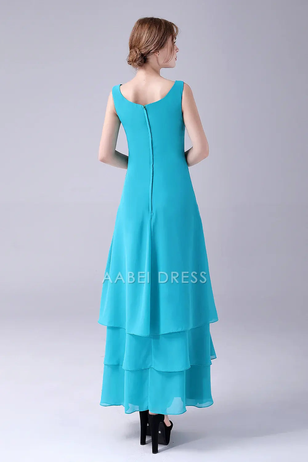 AABEI DRESS Wedding Guests Dresses Mom's Formal Dress A-Line Scoop Neck With Long Sleeves Jacket Two-Piece Set Chiffon Layering Ruched Elegant Long Mother of the Bride Dress