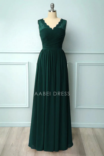 AABEI DRESS Wedding Guests Dresses Mom's Formal Dress Elegant A Line V Neck Pleated Sleeveless Lace Simple Mother of the Bride Dress