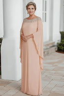 AABEI DRESS Wedding Guests Dresses Mom's Formal Dress Elegant Plus Size Straight Chiffon Beadwork Scoop Neck Flutter Sleeves Gorgeous Mother of the Bride Dress