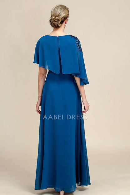 AABEI DRESS Wedding Guests Dresses Mom's Formal Dress Fashion A Line Round Neck With Cloak Applique Chic Mother of the Bride Dress