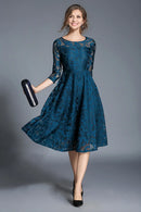 AABEI DRESS Wedding Guests Dresses Mom's Formal Dress Lace A-Line Round Neck 3/4 Sleeves Elegant Mother of the Bride Dress