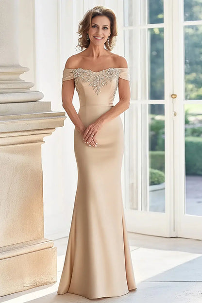 AABEI DRESS Wedding Guests Dresses Mom's Formal Dress Mermaid Off the Shoulder Sweetheart Neckline with Appliques Elegant Long Mother of the Bride Dress