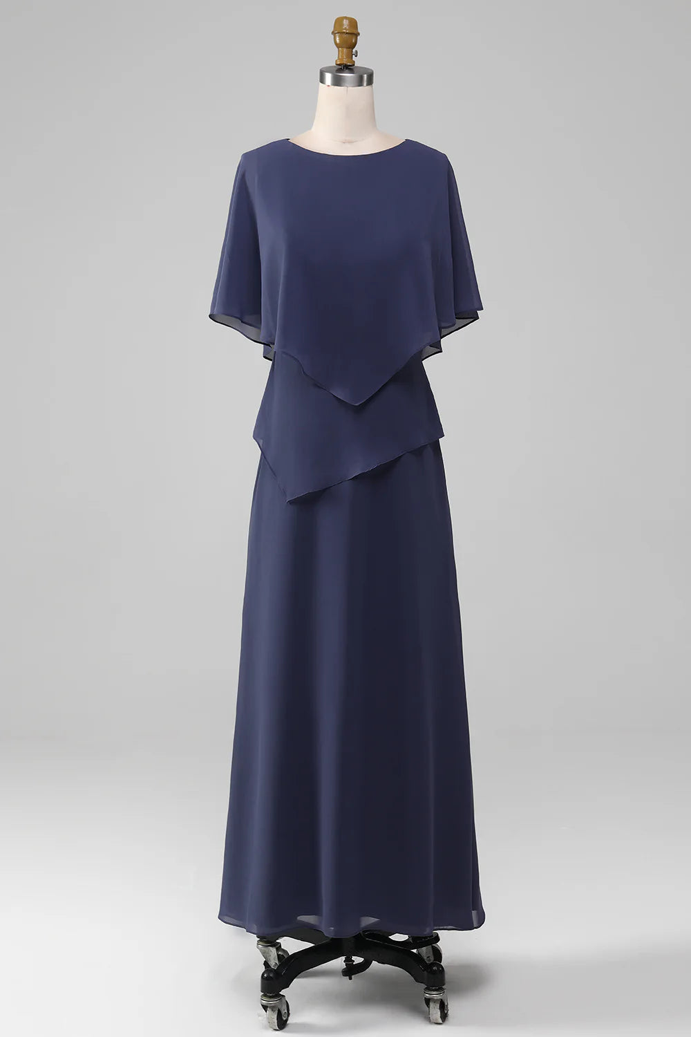 AABEI DRESS Wedding Guests Dresses Mom's Formal Dress Sheath/Column Boat Collar Chiffon With Cape Elegant Simple Mother of the Bride Dress