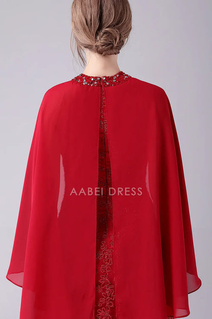 AABEI DRESS Wedding Guests Dresses Mom's Formal Dress Sparkle A-Line Round Neck Flutter Sleeves Lace Beadwork Gorgeous Long Mother of the Bride Dress