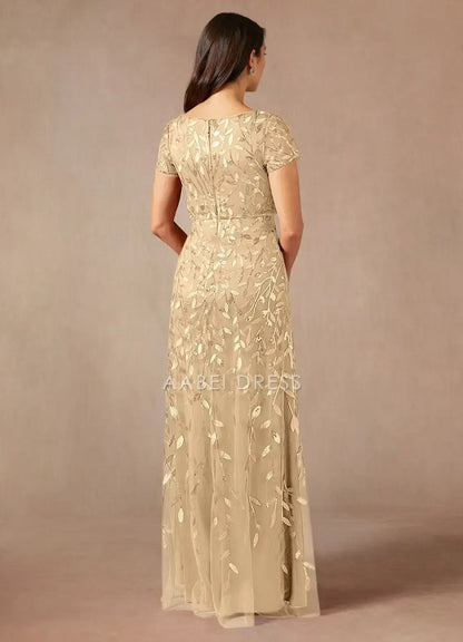 AABEI DRESS Wedding Guests Dresses Sequins A-Line Boat Neck Short Sleeves Sparkle Elegant Mother of the Bride Dress