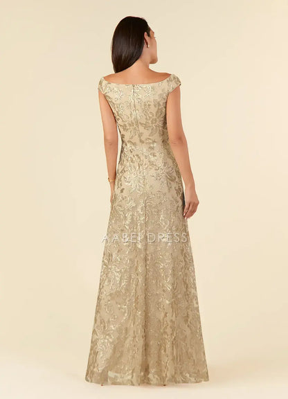 AABEI DRESS Wedding Guests Dresses Sheath/Column Off the Shoulder Sequin Floral Retro Fashion Mother of the Bride Dress