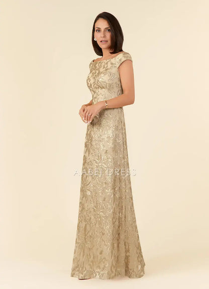 AABEI DRESS Wedding Guests Dresses Sheath/Column Off the Shoulder Sequin Floral Retro Fashion Mother of the Bride Dress